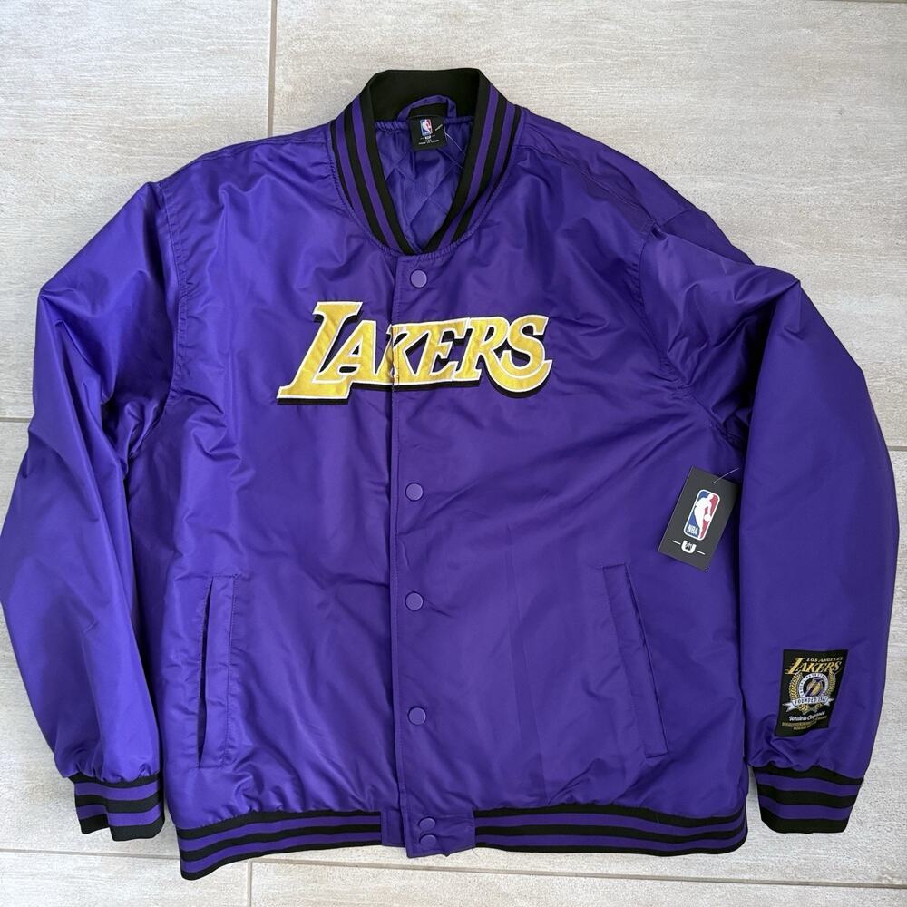 New NBA Los Angeles Lakers Bomber Varsity Jacket Purple/Gold Size XXL VOMF987F